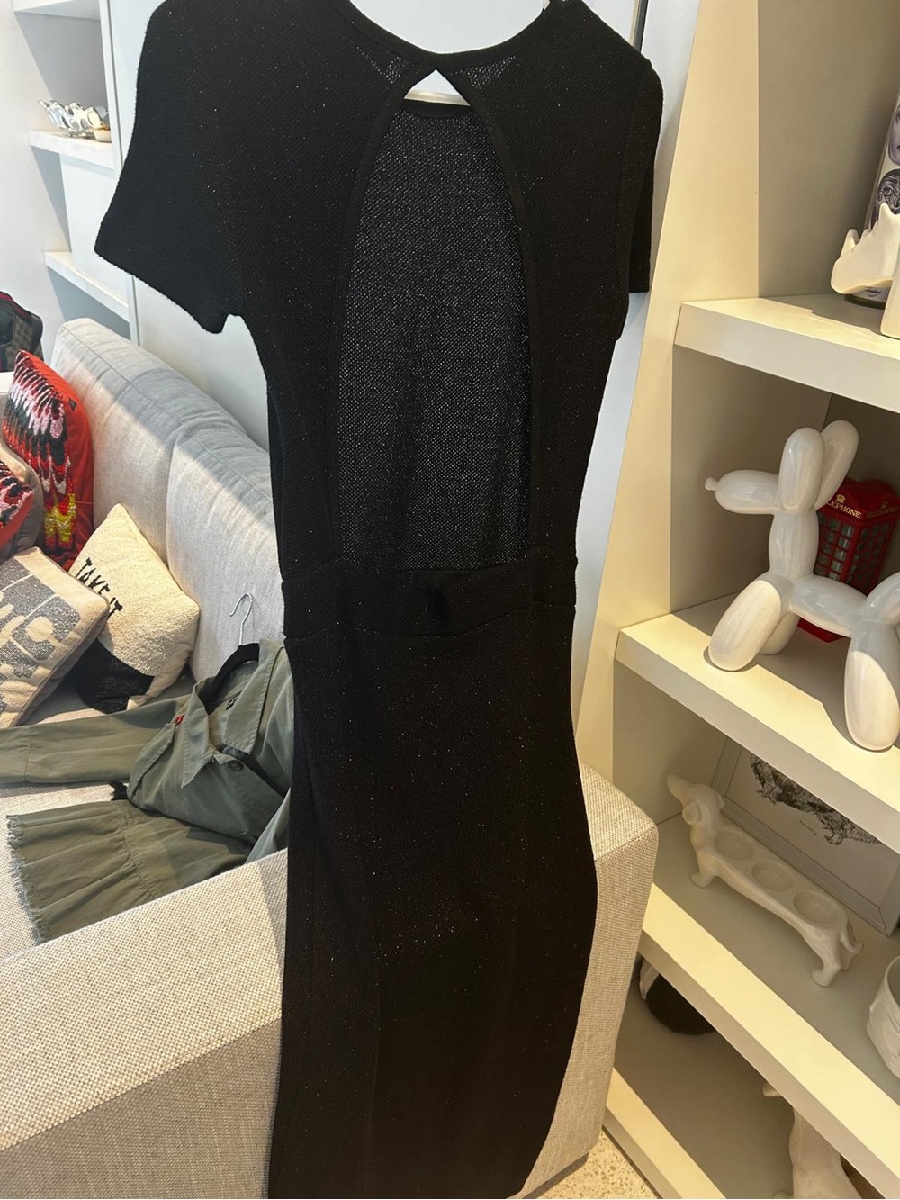Zara Black Short Sleeve Knit Dress with Subtle Shimmer